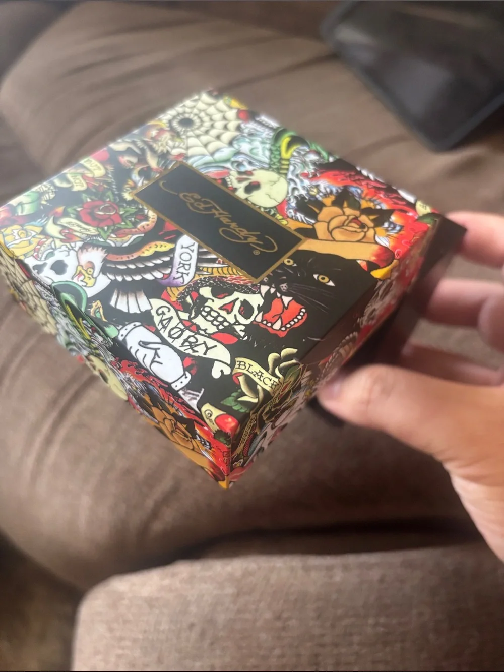 Ed Hardy Black Case Green Strap Men's Chronograph style Watch